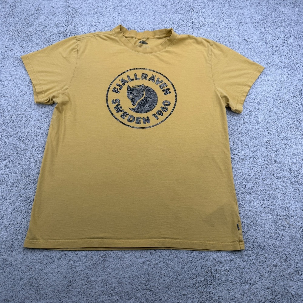 Fjallraven Shirt Mens Large Yellow Kanken Art Vintage Logo Fox Graphic Tee Gorp